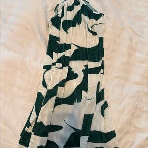 Green and White high neck dress